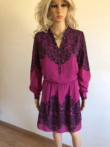 Robe rose fuchsia et noire neuve à manches longues DDP taille M