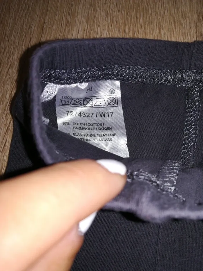 Lot de 3 pantalons leggings, été, bébé fille, 3/6mois - photo numéro 5
