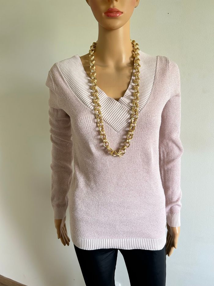 Pull rose pale pailleté à manches longues Morgan taille S TBE