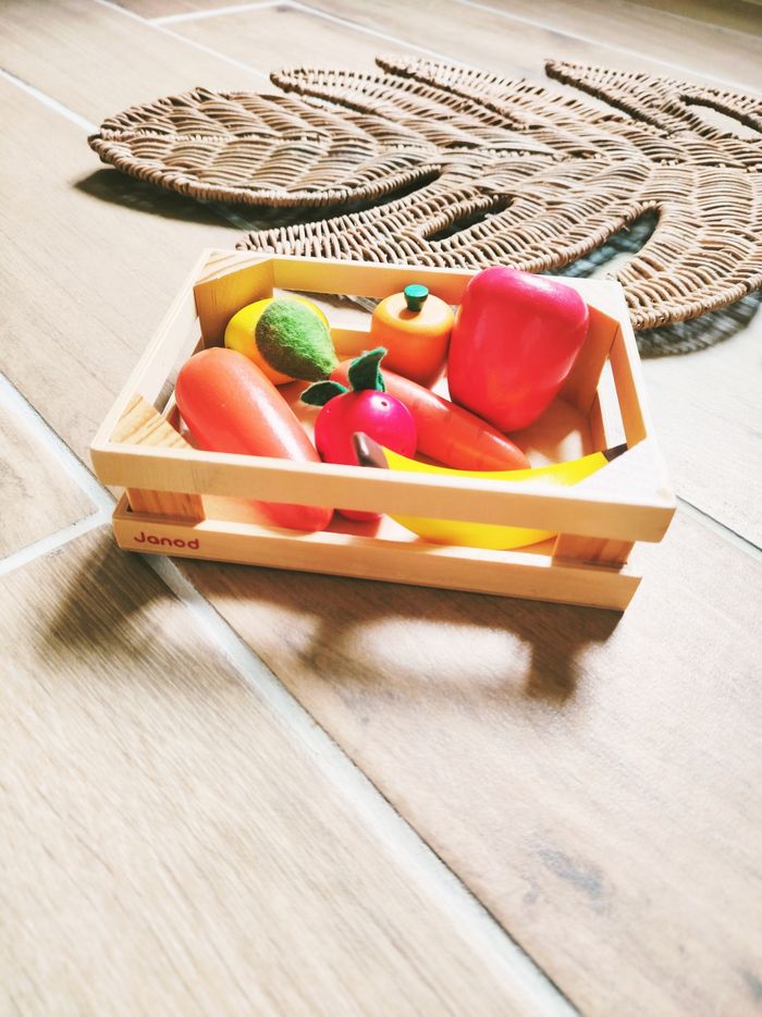 🍎Dinette petite cagette divers fruits et légumes en bois marque Janod