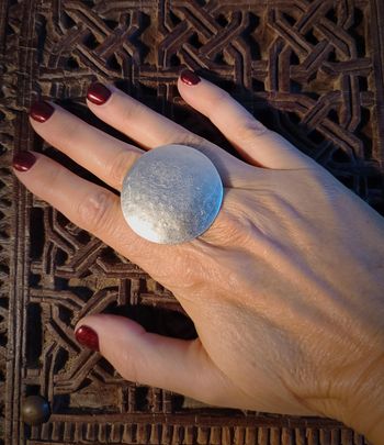 Bague ronde plaqué argent artisanale