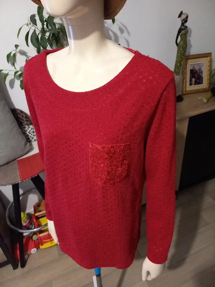 Pull femme bordeau T. 42 - photo numéro 3