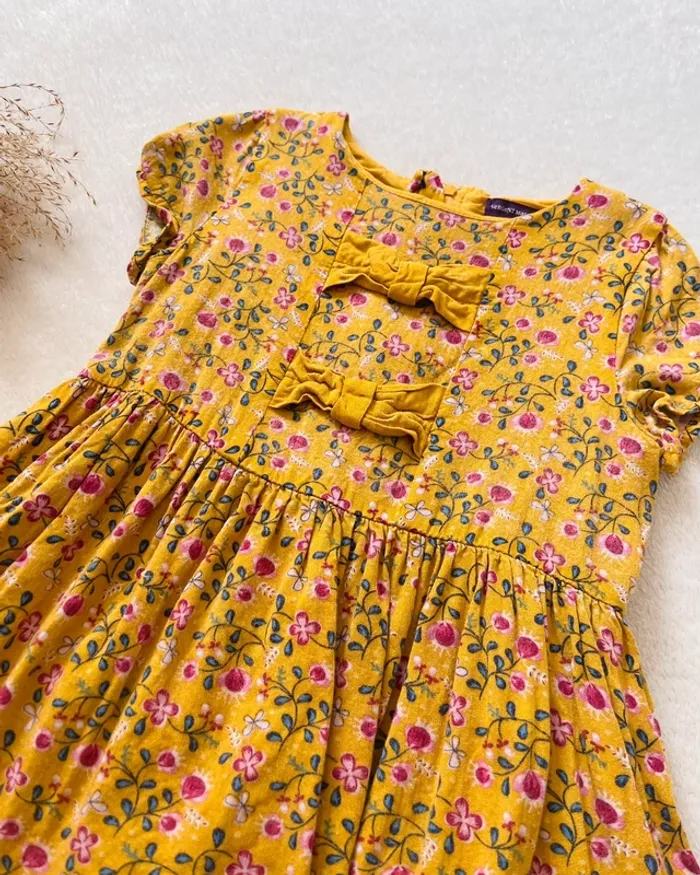 Robe manche courte moutarde fleurie 3 ans - Sergent Major - photo numéro 3