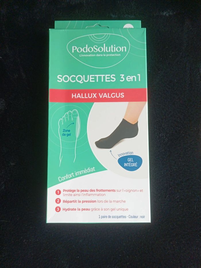 Paire de Socquettes 3en1 Neuve pour Hallux Valgus avec Gel intégré pour du confort Noires 35/38