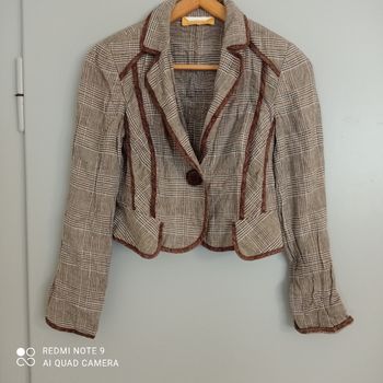 Blazer marron à carreaux t36/38