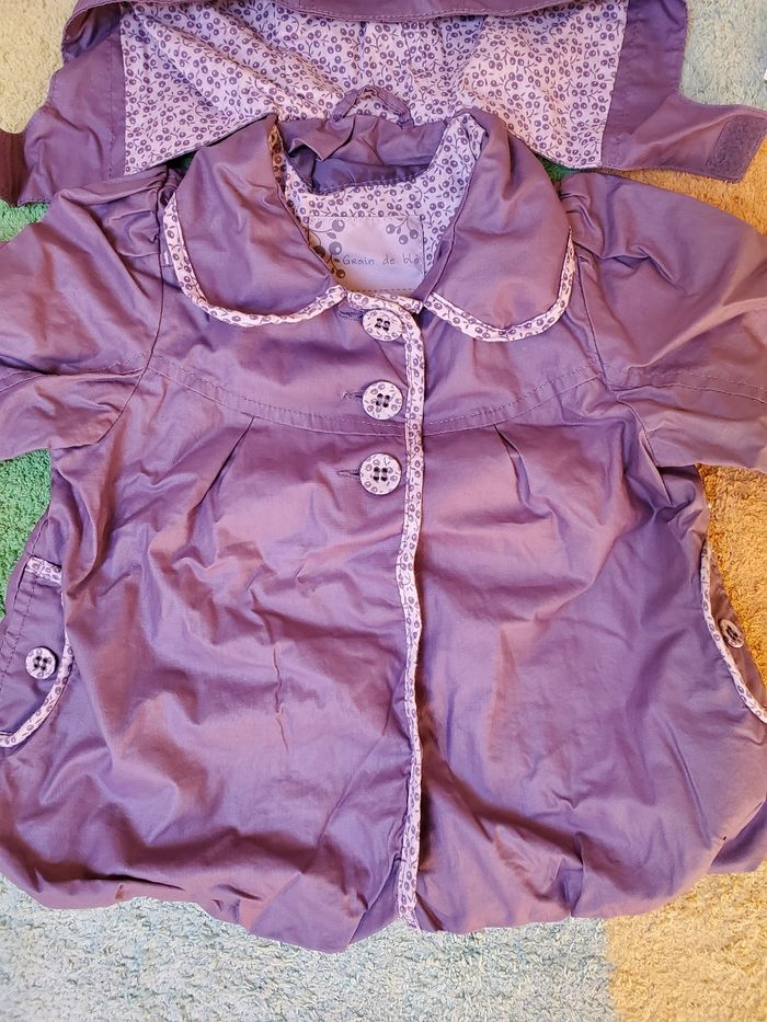 Manteau Parka avec capuche mi-saison fille - 18 mois- TBE - Grain de blé - photo numéro 2