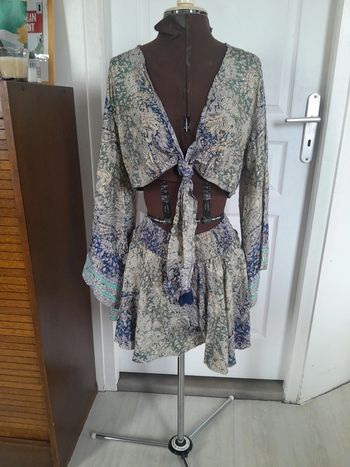 Ensemble short jupe cache cœur bohème neuf avec étiquette