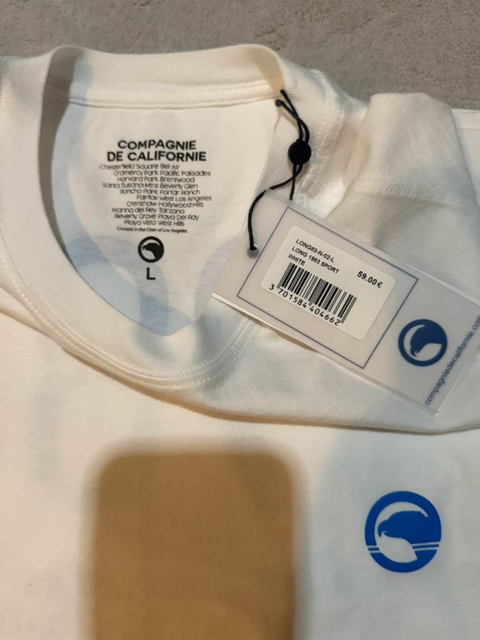 Compagnie de Californie - Tee-shirt manches longues "Long 83 sport" Blanc, taille L - photo numéro 2