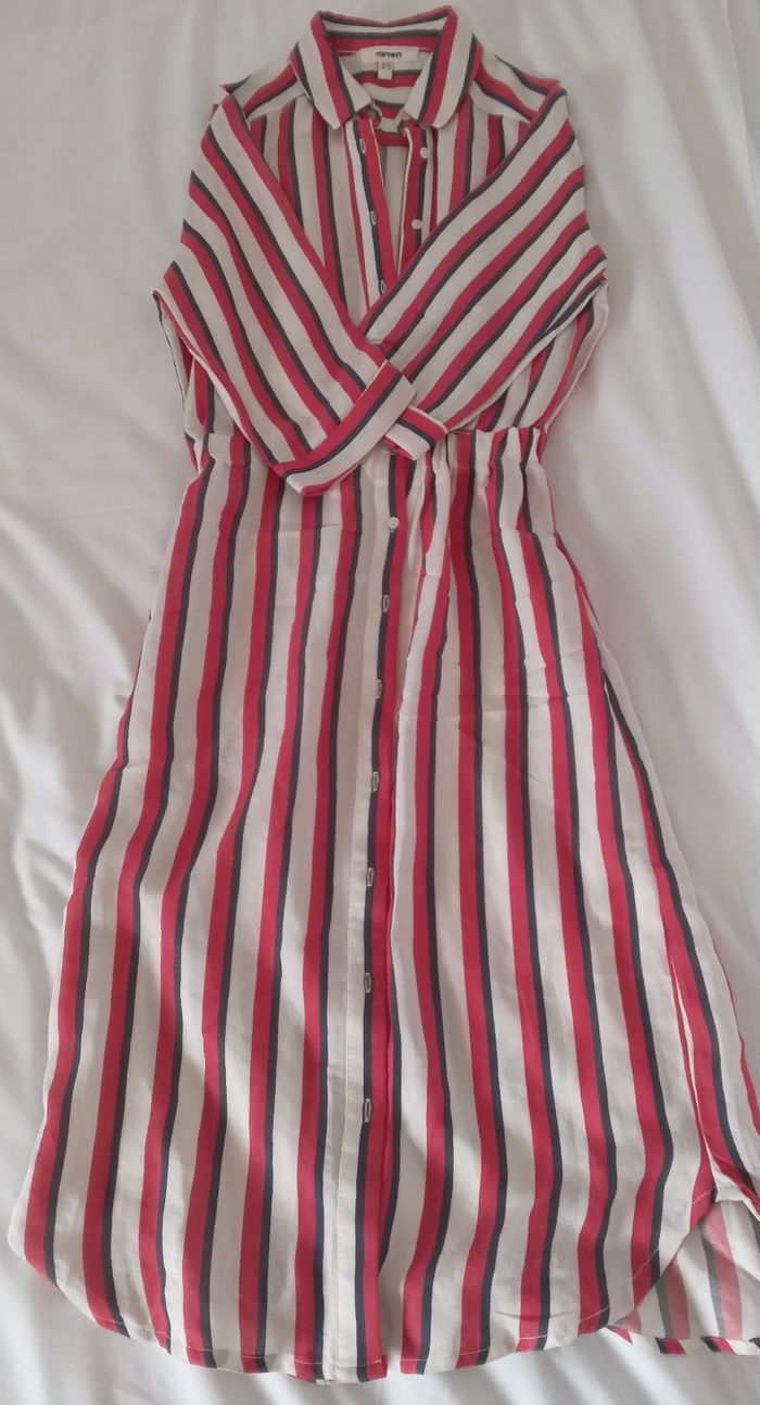 Robe Koton rayée rouge blanc bleu marine – taille 36 - photo numéro 2