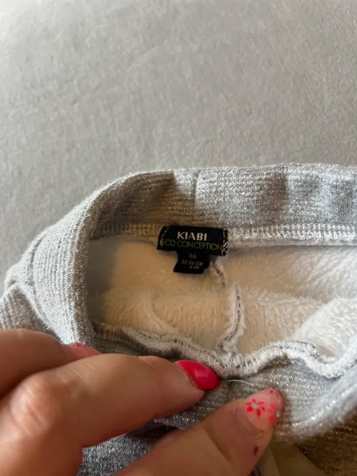 👖 Pantalon bébé gris 1M – Nœud décoratif - photo numéro 3