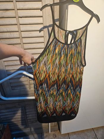 Style tunique multicolor fine bretelle TU nœud à l'arrière au cou