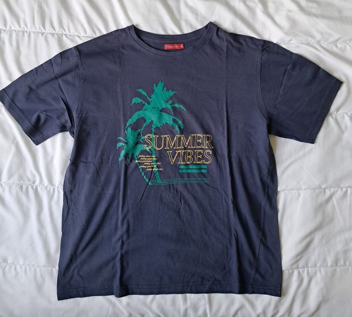 T shirt bleu marine palmier taille L