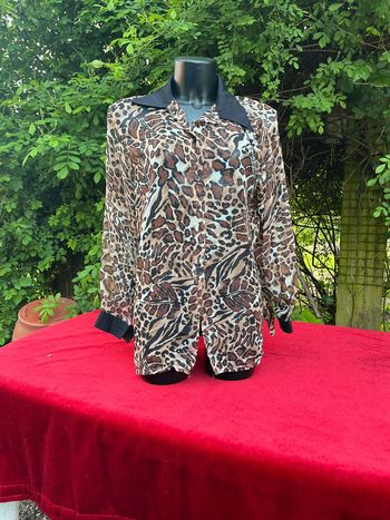 Superbe chemise en voile Mim Vintage Léopard Feuillage  T 38/40/42/44