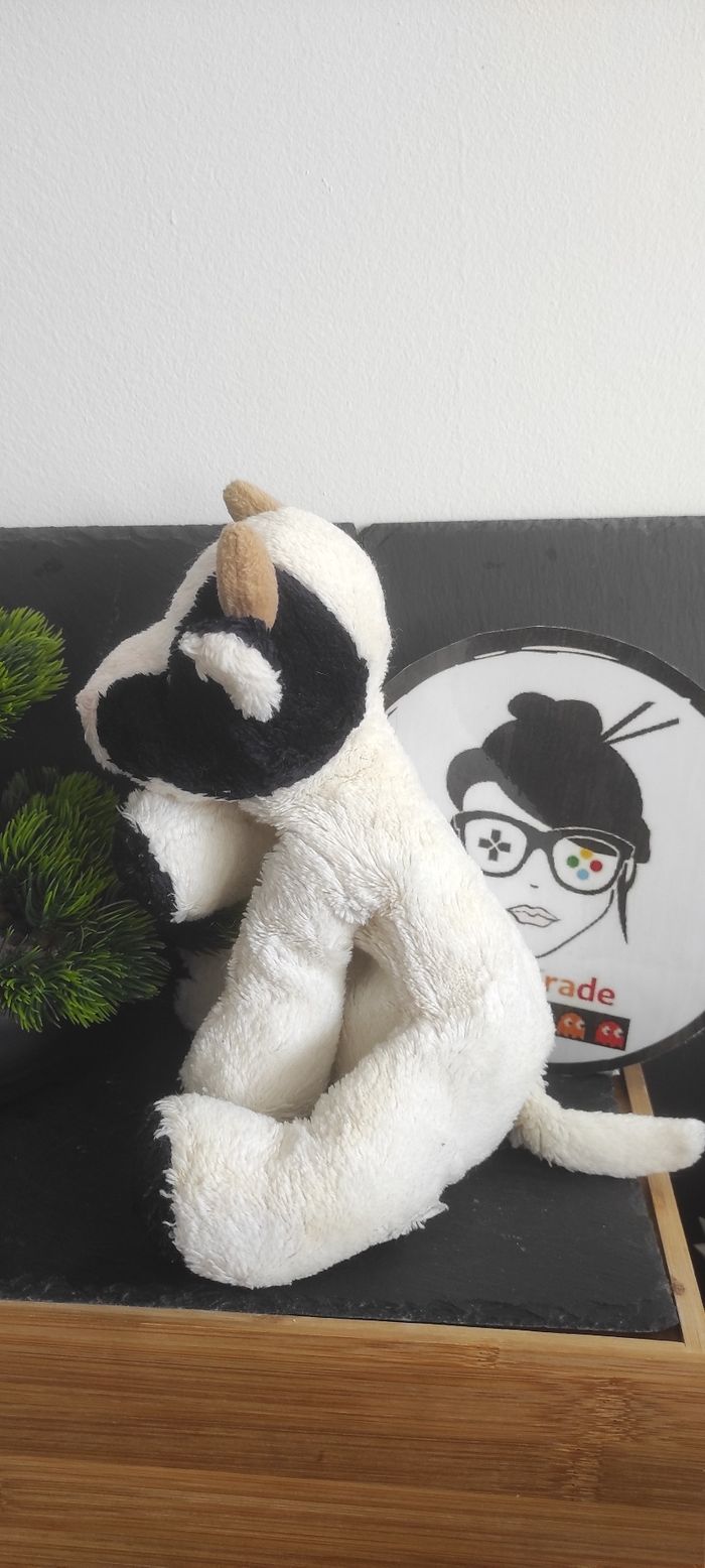 Noukies Doudou peluche Vache noire blanche 28 cm ancien vintage Billes - photo numéro 2