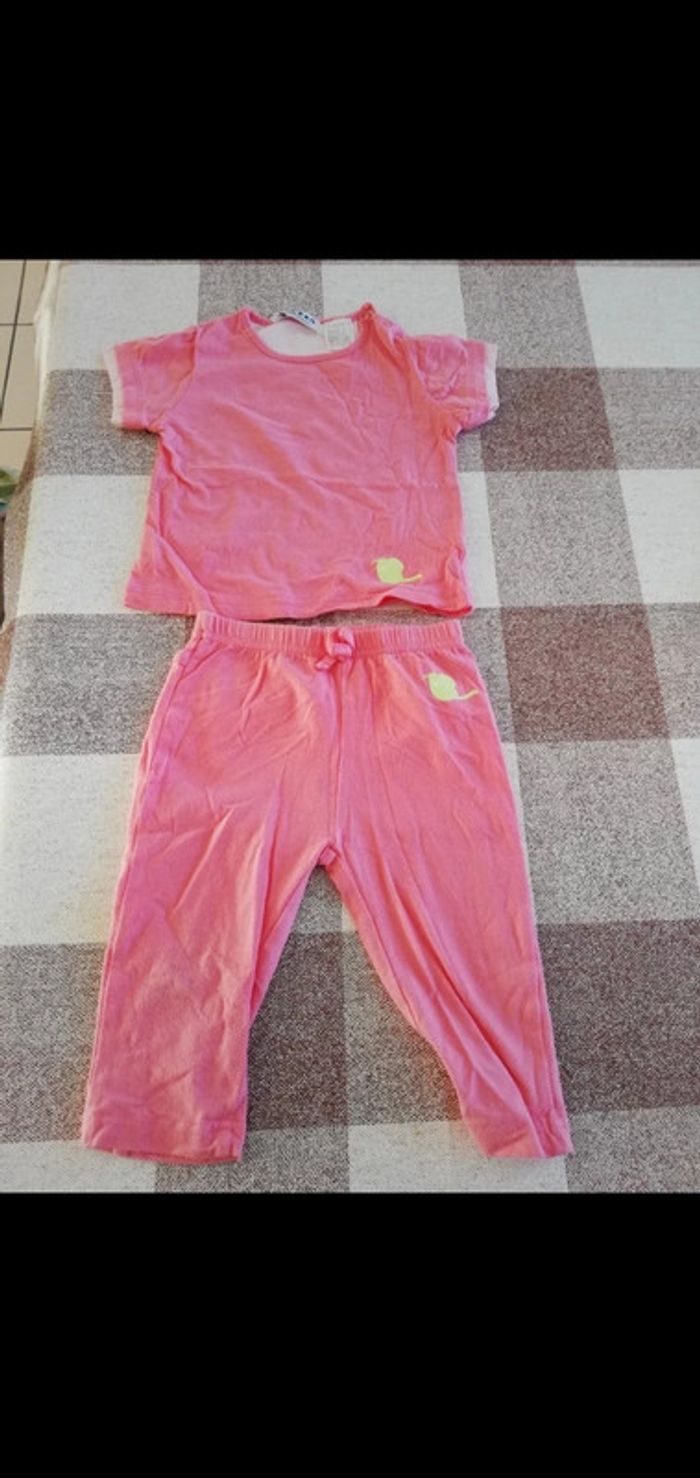 Ensemble rose ts manches courtes legging cocoon 12 mois