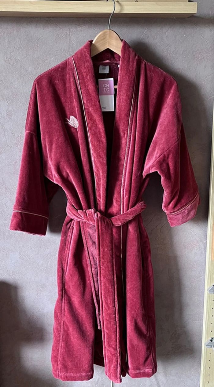 Peignoir femme coton col kimono Calathéa terracotta