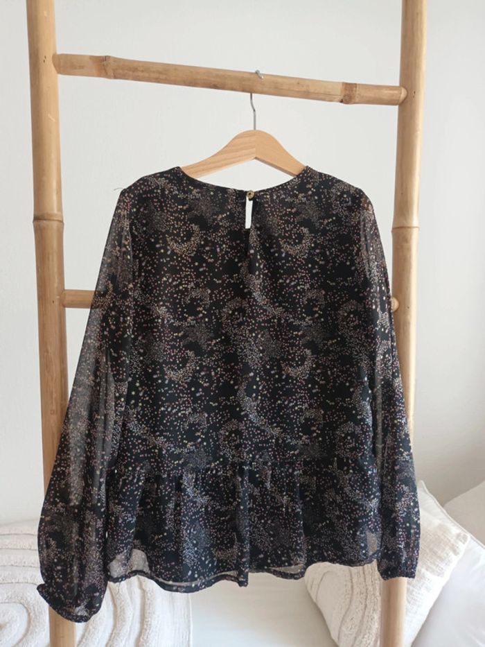 Blouse doublée noire à motifs 8 ans - photo numéro 3