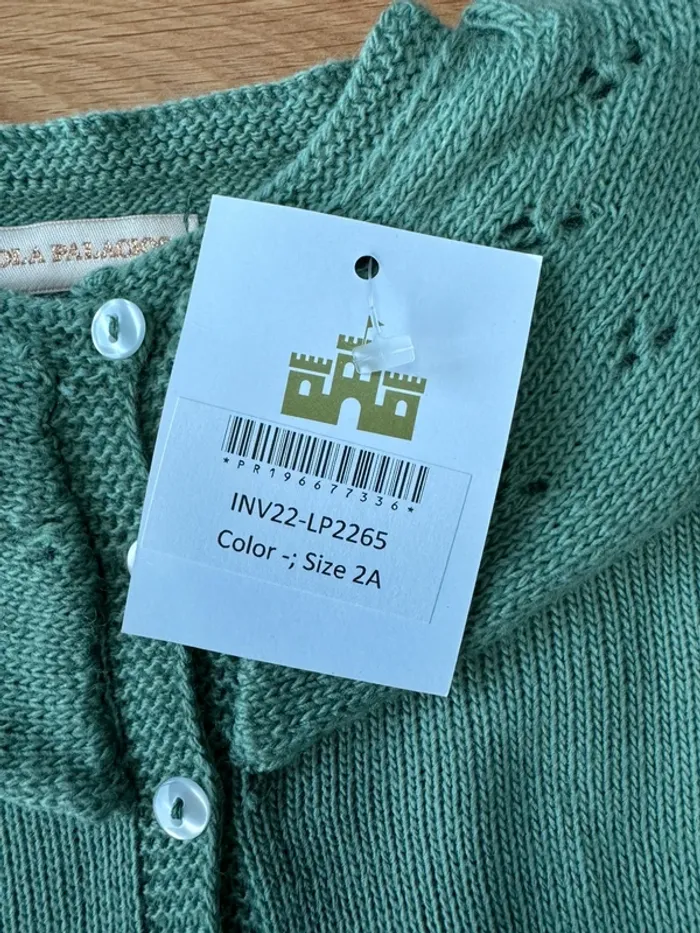 Gilet vert large col ajouré Neuf - Taille 3 Ans - photo numéro 5