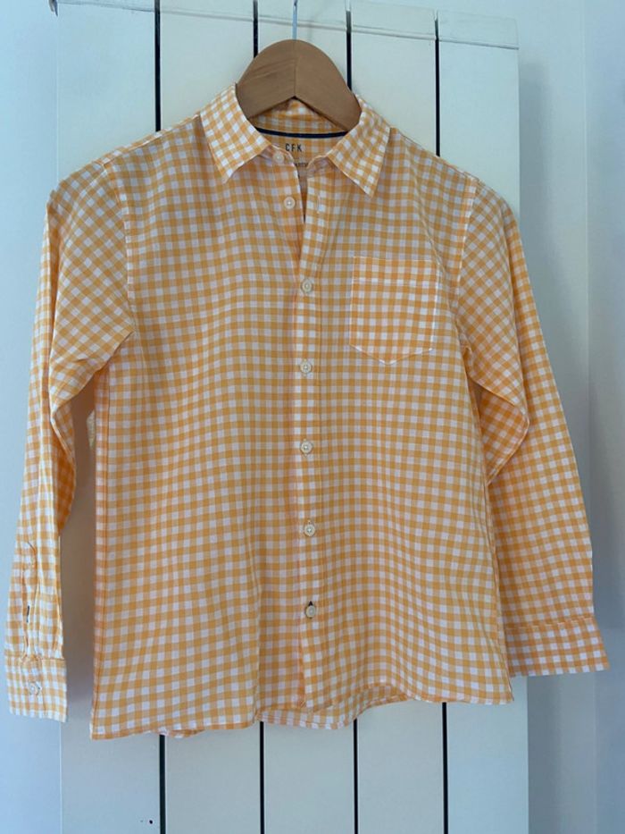 Chemise en coton vichy jaune et blanc Monoprix taille 10 ans - photo numéro 2