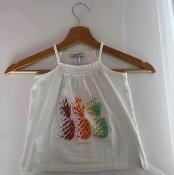 Débardeur Okaïdi blanc à motifs ananas - Fille - 4 ans (102 cm) - État impeccable !
