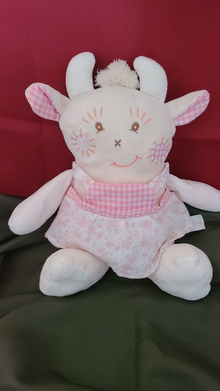 Doudou girafe vache rose fleurs TAKINOU