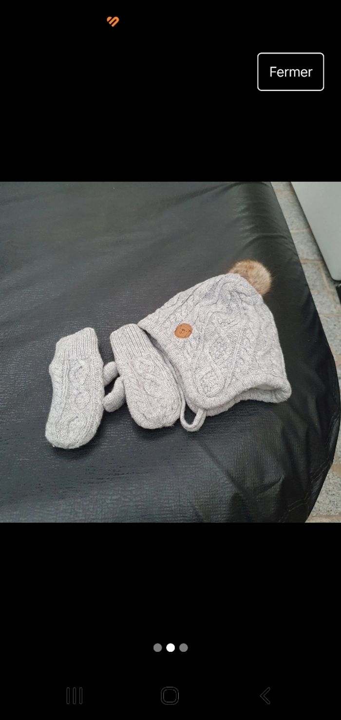 Bonnet et moufles 86 à 92cm - photo numéro 2