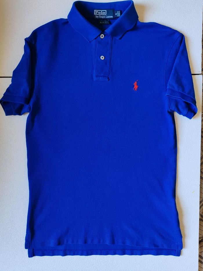 Polo Ralph Lauren slim fit bleu poney rouge Taille s - photo numéro 3