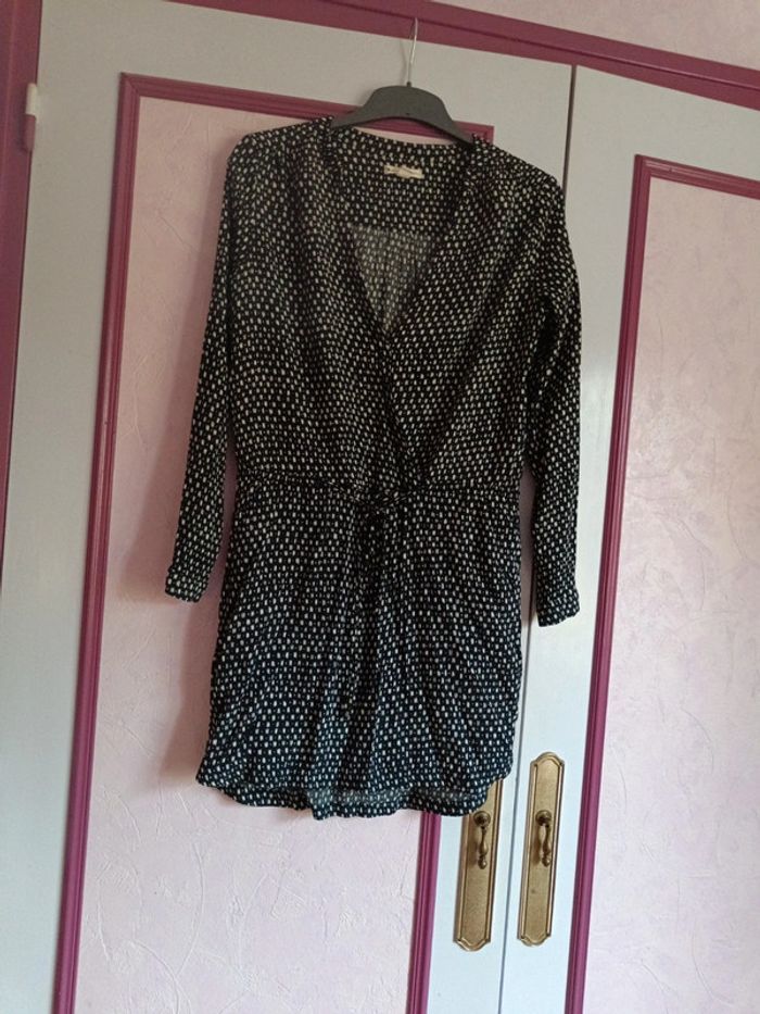 Robe Mango marine écru à motifs T.M(38) - photo numéro 3