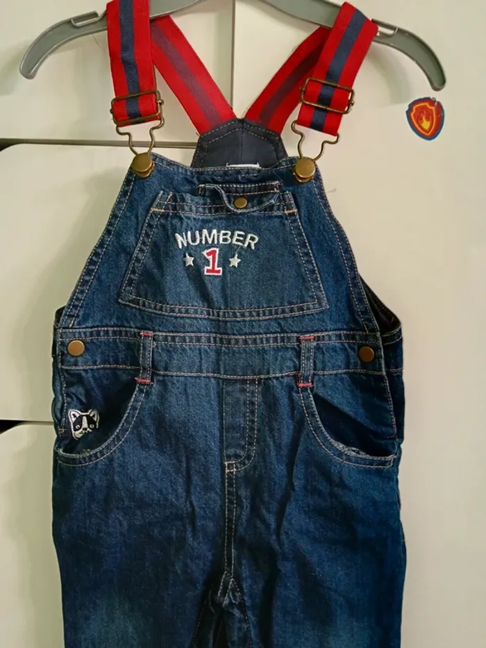 Salopette jeans mots d'enfants 24 mois - photo numéro 2