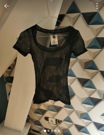 Haut résille manches courtes bleu foncé