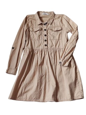 Robe chemise beige en coton 8-9ans