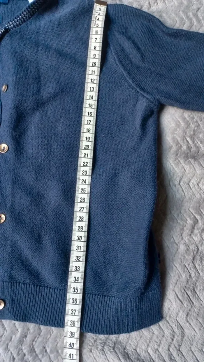 Gilet bleu marine okaïdi fil argenté col et manches - photo numéro 4