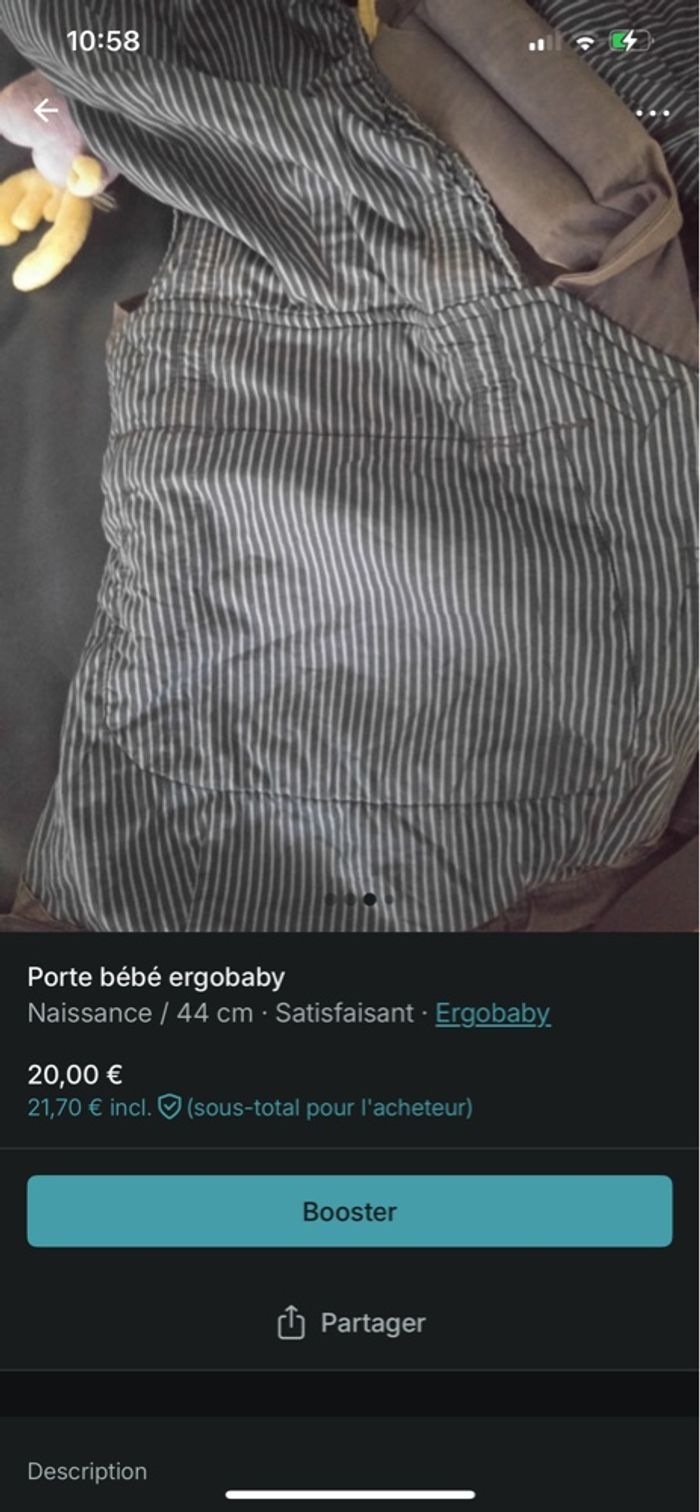 Porte bébé ergo baby et couussin pour noirisdon complète - photo numéro 3