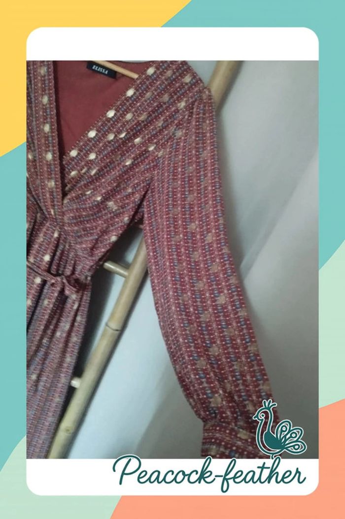 Robe longue TU marron terracotta / dorée - photo numéro 6