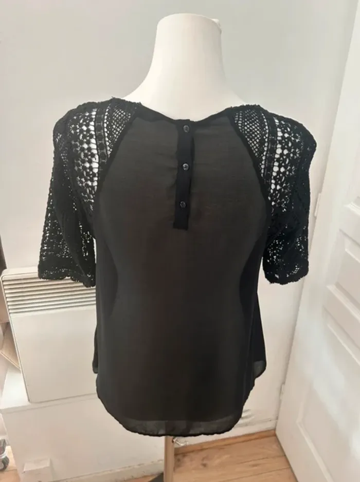 Zara blouses top haut Noir dentelle femme, taille S/36 - photo numéro 4