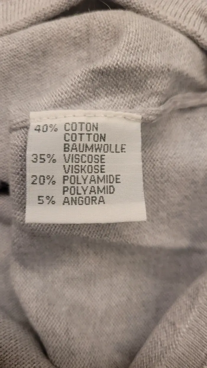 Pull gris fin imprimé chat 5% angora état neuf - photo numéro 4