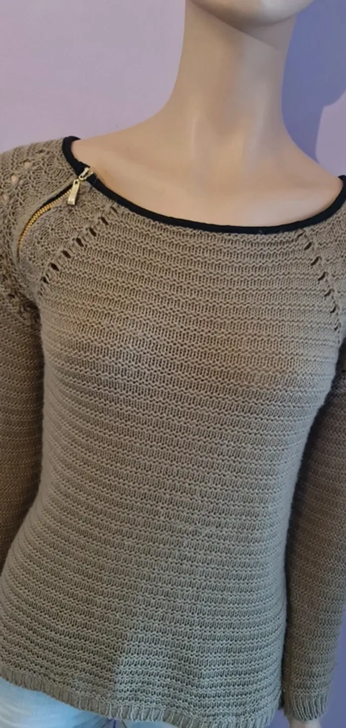 Pull femme en laine marron - photo numéro 2