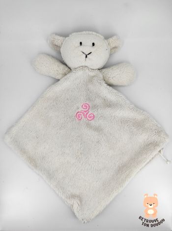 Doudou Plat Mouton Blanc Range tétine Mumbles