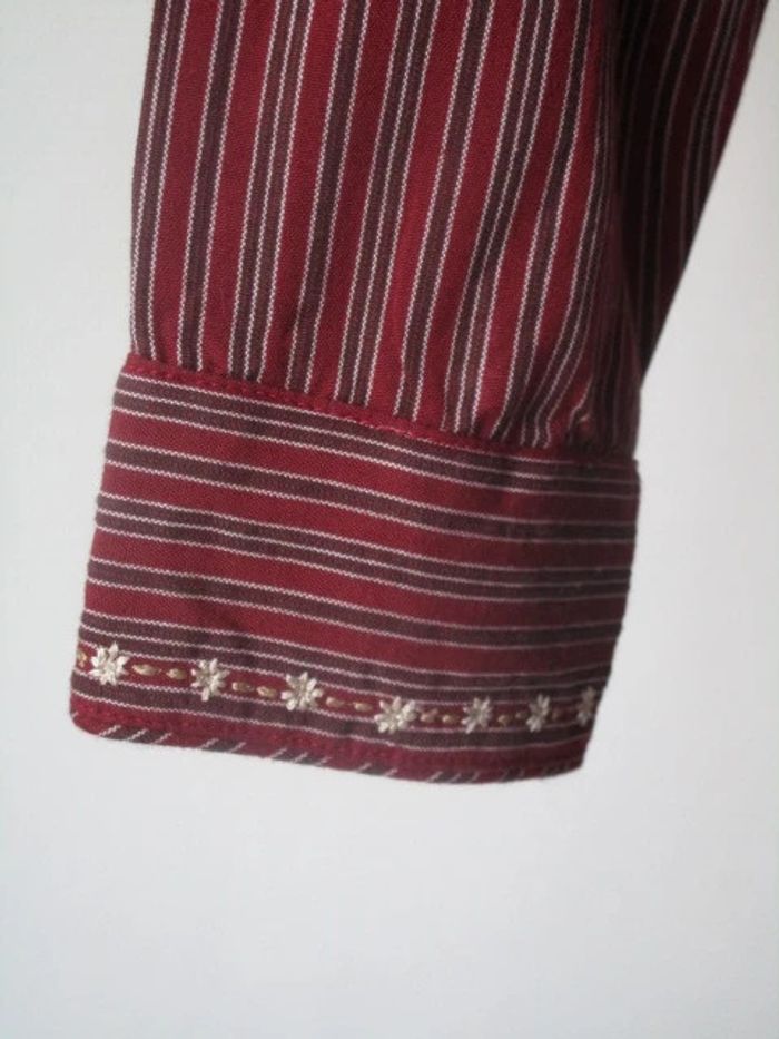 Chemise vintage rayée rouge/bordeaux 44 TBE - photo numéro 5