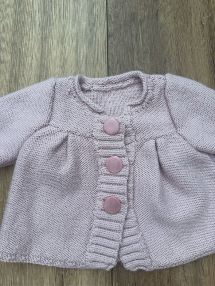 Gilet rose fille à boutons - photo numéro 2
