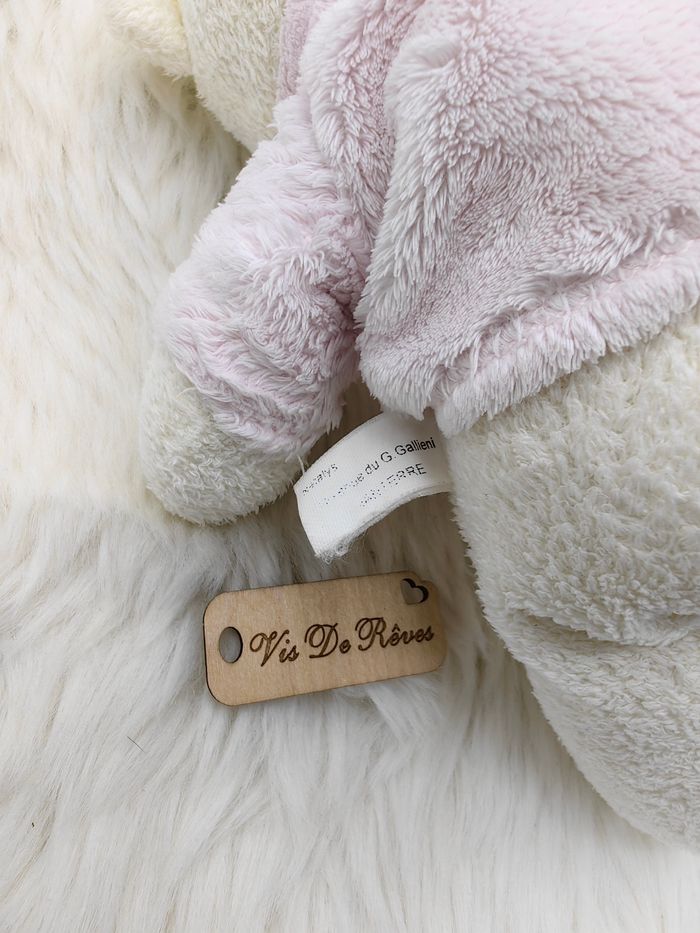 Doudou peluche Ours Nataly's blanc jaune rose - photo numéro 3