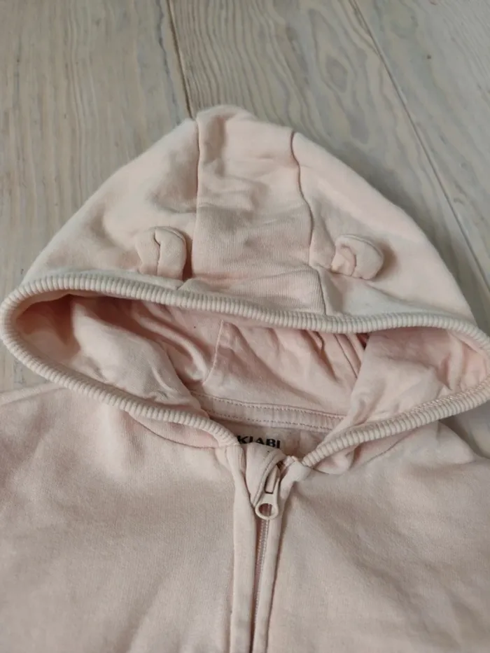 Ensemble rose/beige gilet pantalon bébé fille 6 mois - photo numéro 4