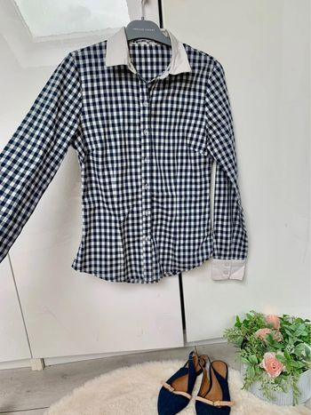 Chemise a petits carreaux bleu marine