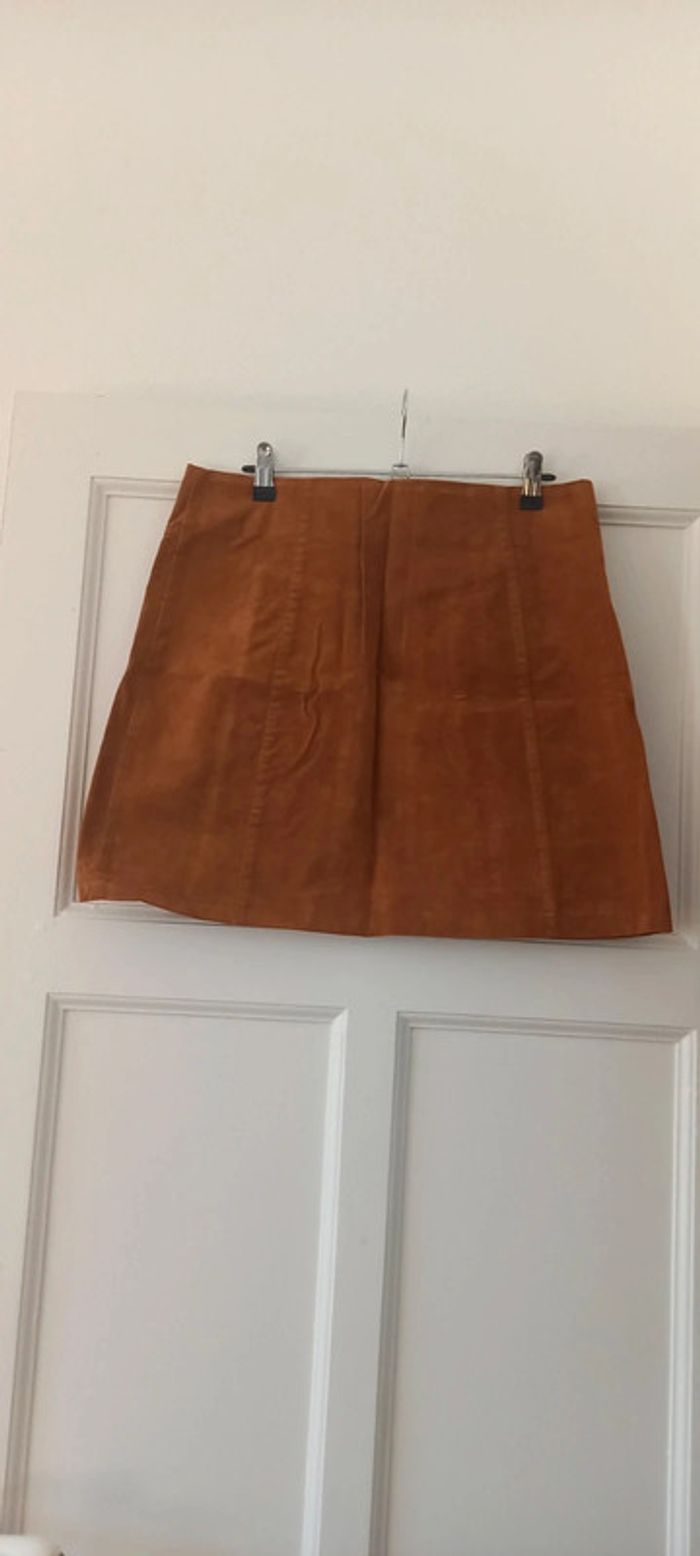 Jupe pimkie à fermeture éclair brune effet daim, suédine 40 - photo numéro 2