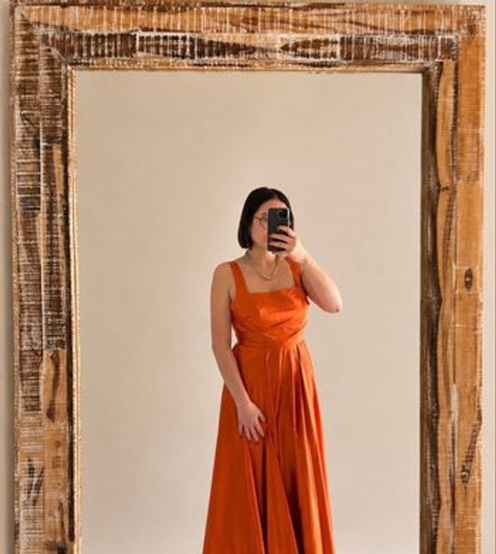 Robe longue satin orange - photo numéro 2