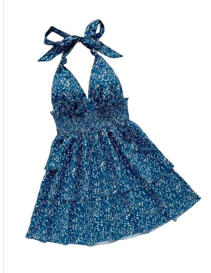 Soleia - Robe courte vacances décontractée
Avec dos vu, col en V et imprimé floral