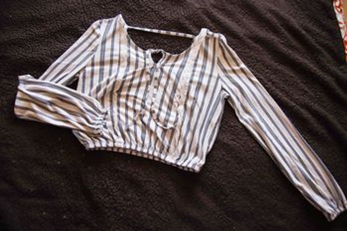 Crop top manche longue rayé - photo numéro 4