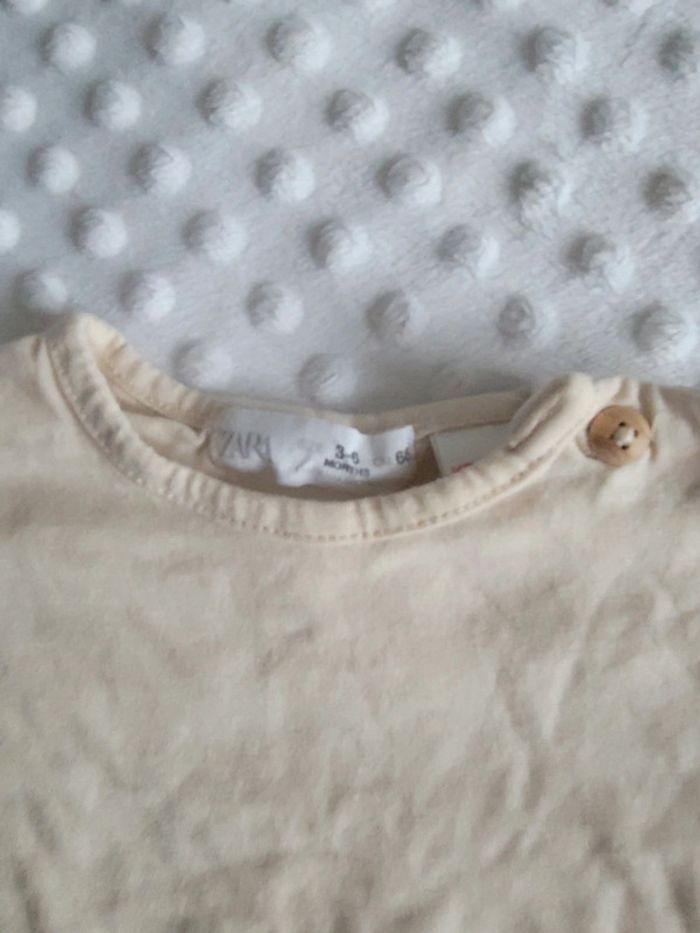 T-shirt manches longues ZARA 3-6 mois (68 cm) Crème/Beige – Look mixte - photo numéro 3