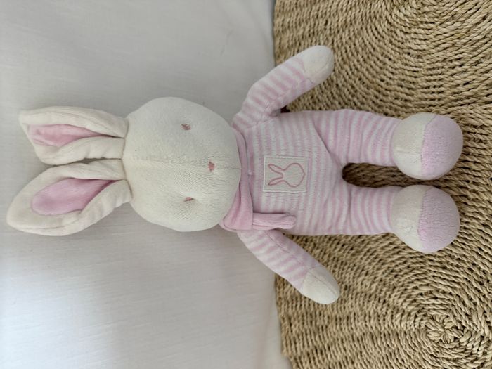Doudou Lapin rayé rose KLORANE - photo numéro 5