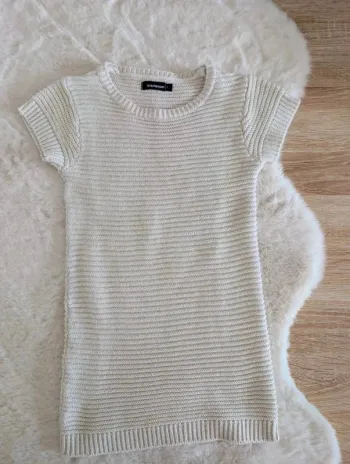Robe pull crème et dorée manches courtes fille 5 ans Inextenso